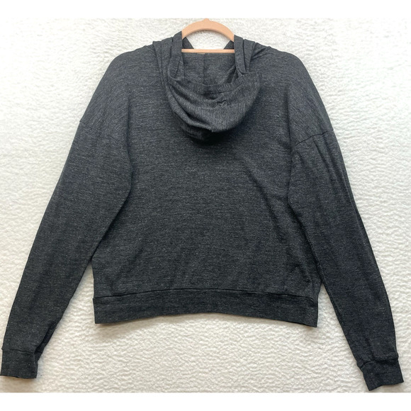 Aritzia Tna Hoodie Womens Medium Gray Crop Pullover Long Sleeve Cotton Blend - Picture 2 of 10